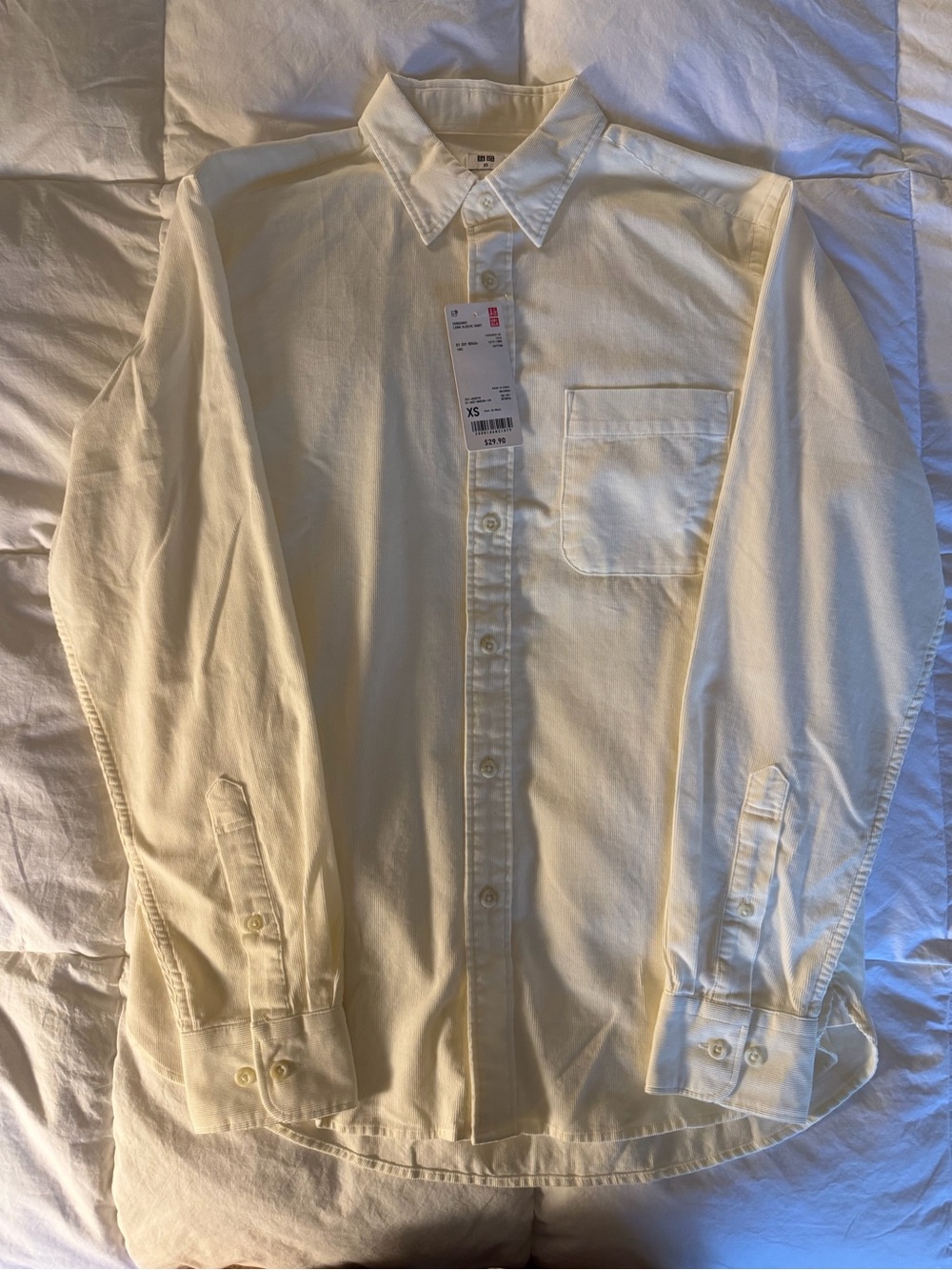 Uniqlo Men's Corduroy Long-Sleeve Shirt in off white